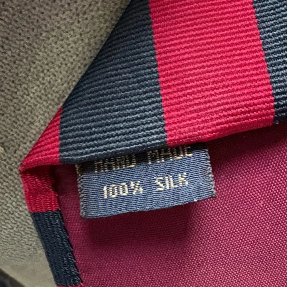 Ferrell Reed Silk Regimental Stripe Tie Red Navy/ Black Classic Holiday Prep